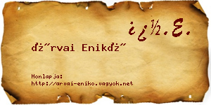 Árvai Enikő névjegykártya